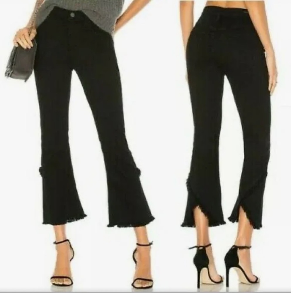 Citizens of Humanity Drew High-Rise Fray Flare boho crop Jeans NWT. Black. 27